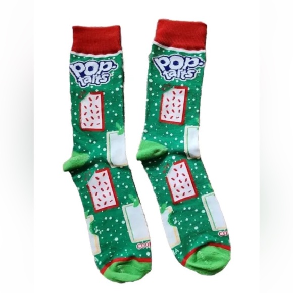 Pop Tarts Crew Socks 2 Pair Men 8-12 Green Blue Pink White w Logo NEW Christmas - Picture 4 of 10